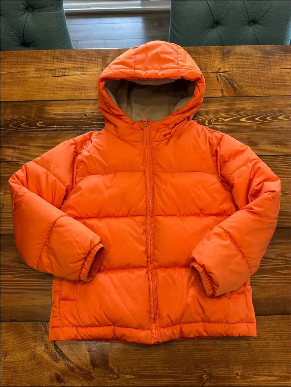Old Navy Bright Orange Kids Hooded Puffer Jacket